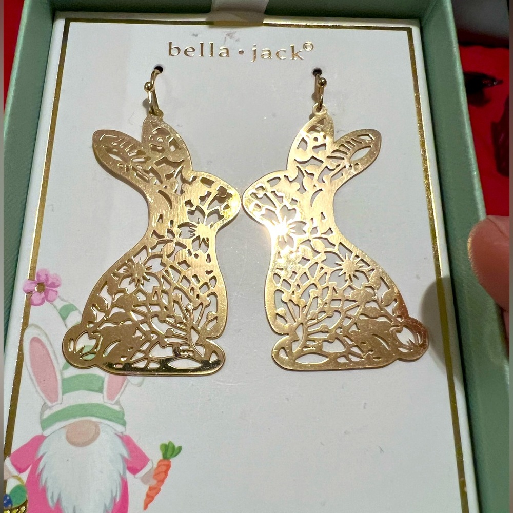 Bella Jack Bunny Earrings 💕 Super cute Gold tone